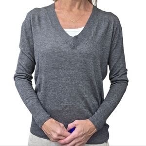 Vintage Farhi Cashmere Blend Gray V Neck Sweater S Y2K